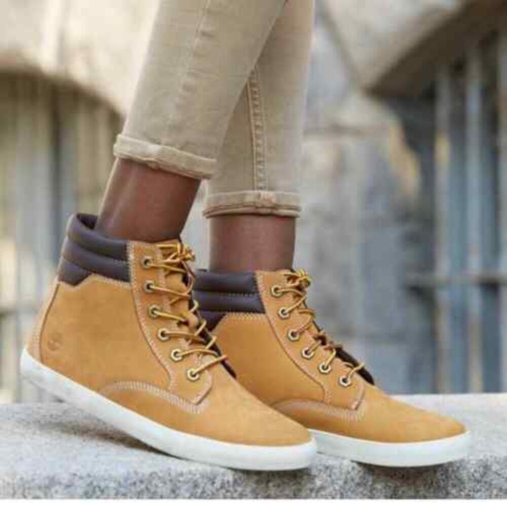 Timberland Men's Tan Dausette A1KLZ Leather Mid-Top Casual Sneaker Size 10